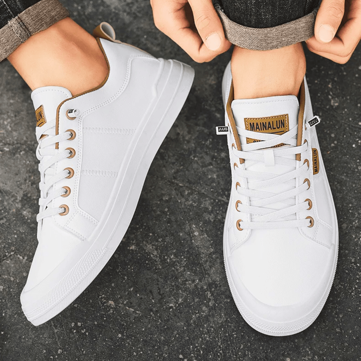 Męskie Sneakersy Niskie Lekkie z Wkładką Amortyzującą i Wzmocnionymi Szwami