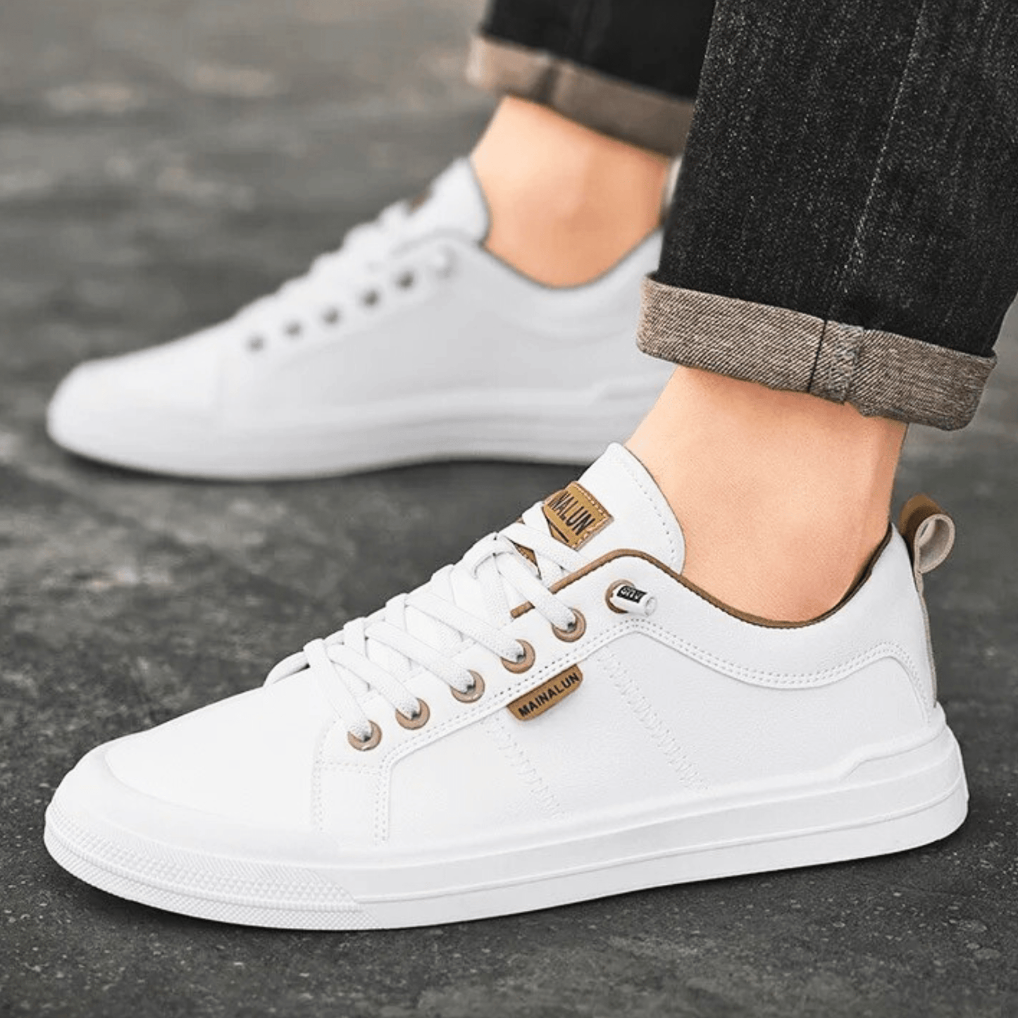 Męskie Sneakersy Niskie Lekkie z Wkładką Amortyzującą i Wzmocnionymi Szwami